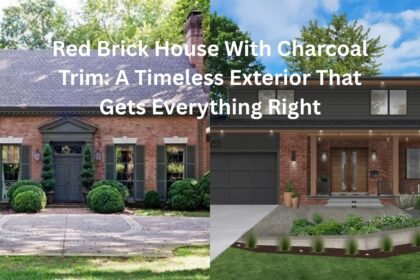 red brick house with charcoal trim